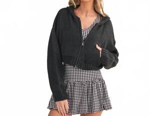 NEW KIMBERLY C emilia knit hoodie in black